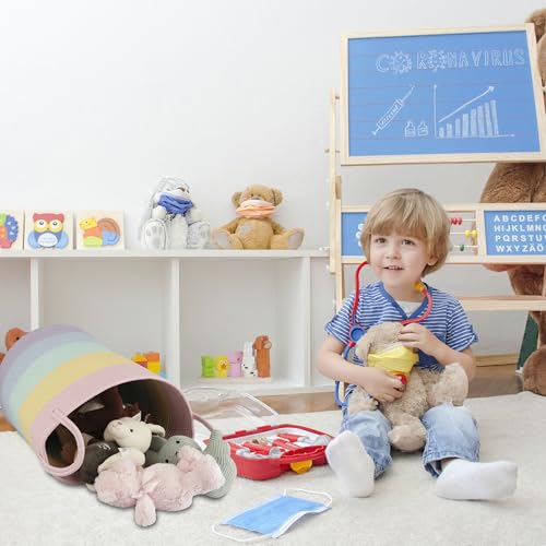 Rainbow Woven Laundry Hamper for Kids Bedroom Storage