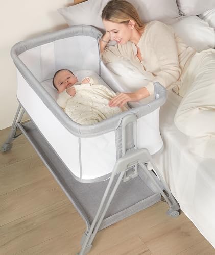 AmourLight Baby Bassinet with Wheels and Storage 1