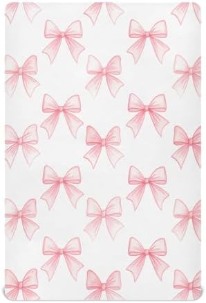 Pink Ribbon Bow Crib Sheets Pack N Play Set