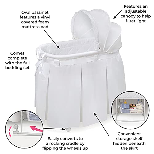Badger Basket Wishes Rocking Bassinet Bedside Sleeper - White