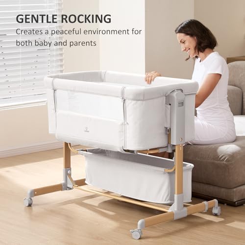 LovliTod 3-in-1 Adjustable Bedside Bassinet with Comfy Mattress