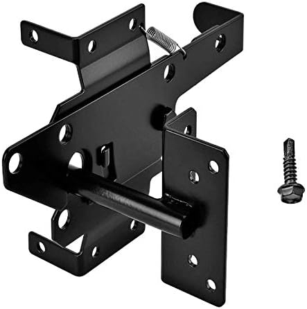 Heavy Duty Black Steel Fence Gate Latch with Self-Locking
