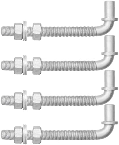 Pack of 4 6 J-Bolt Chain Link Gate Hinges with Nuts Washers