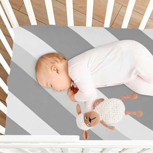 Wassud Gray Stripes Crib Sheets 27x39