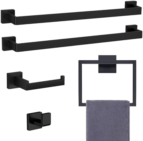 5-Piece Matte Black Bathroom Hardware Set