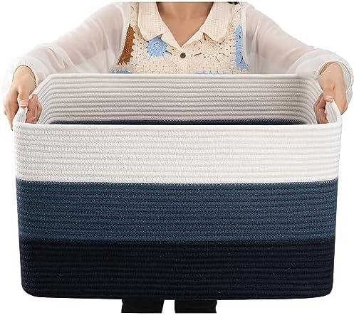 OIAHOMY Gradient Blue Woven Storage Basket 1