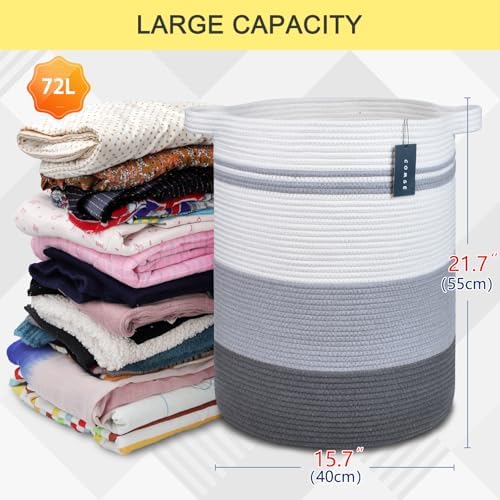 COMSE Extra Large Cotton Rope Woven Laundry Basket 1