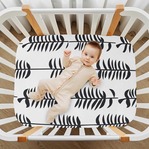 Wassud Black Fish Bone Crib Sheets Pack and Play 28x52 Inch