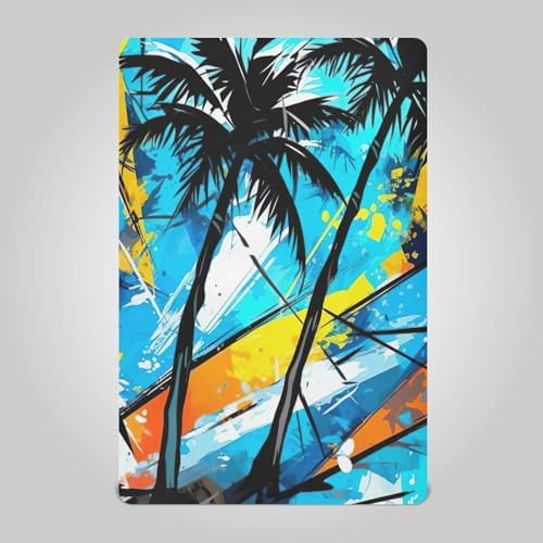 Wassud Black Palm Trees Crib Sheets for Boys Girls