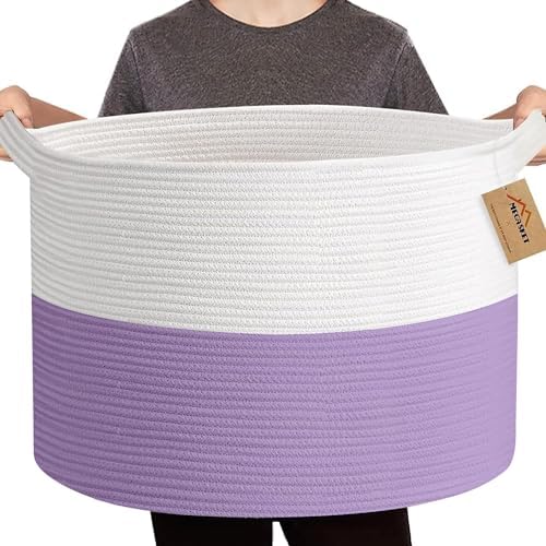 MEGASKET Purple Wicker Storage Basket 22x14 Inches