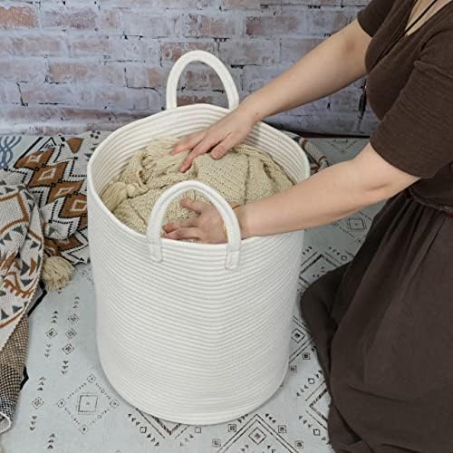 Cotton Rope Laundry Hamper with Handles 15x18 1