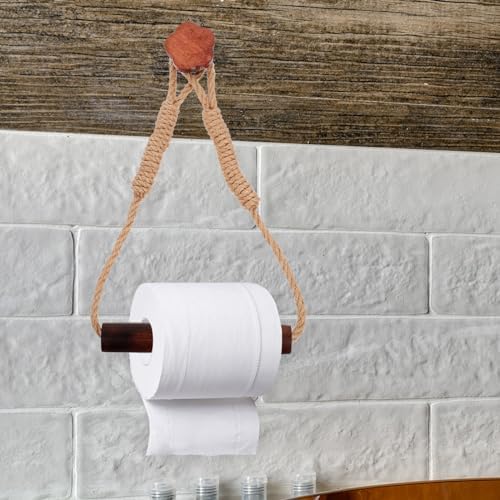 Cabilock Wood Rope Toilet Paper Holder Wall Mount Decor