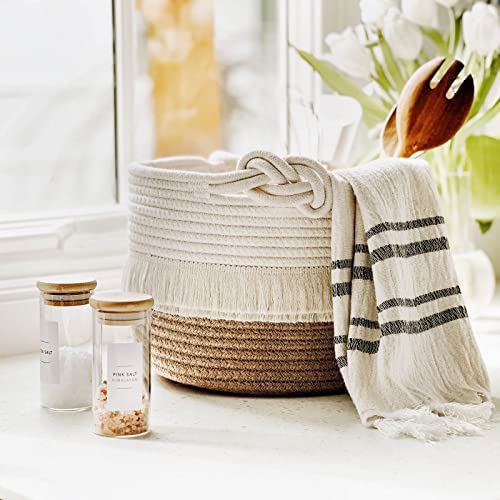 CherryNow Small Woven Storage Basket with Tassels 1