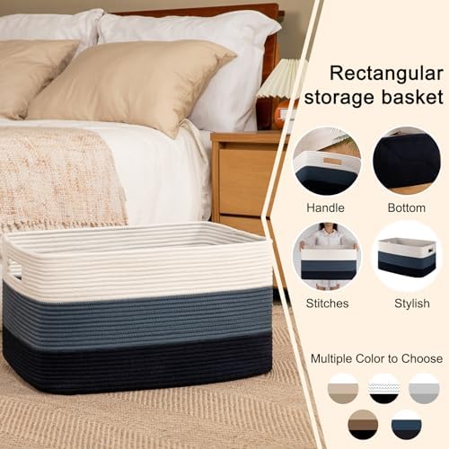 OIAHOMY Gradient Blue Woven Storage Basket 1