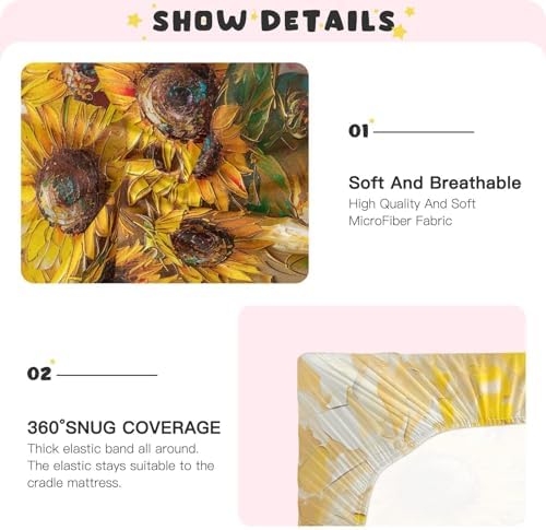 Wassud Sunflower Crib Sheets for Boys Girls