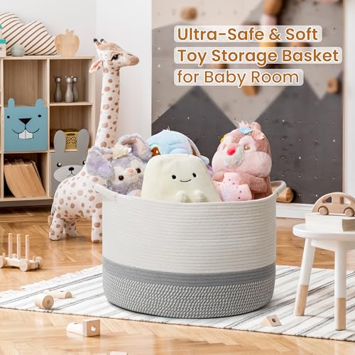 Large Woven Cotton Rope Storage Basket with Handles