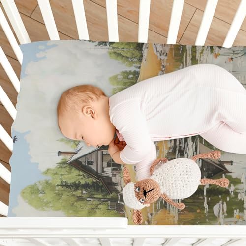 Wassud Wooden House Crib Sheets Pack for Boys Girls