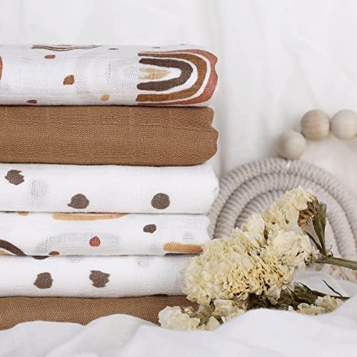 GLLQUEN BABY 6 Pack Swaddle Blankets Rainbow Design