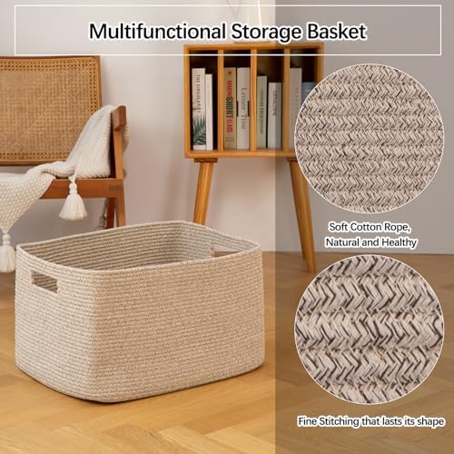 OIAHOMY 75L Woven Blanket Basket with Handle 1