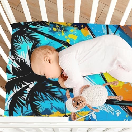 Wassud Black Palm Trees Crib Sheets for Boys Girls