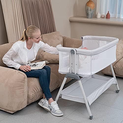 ANGELBLISS Baby Bassinet Bedside Sleeper with Wheels 1