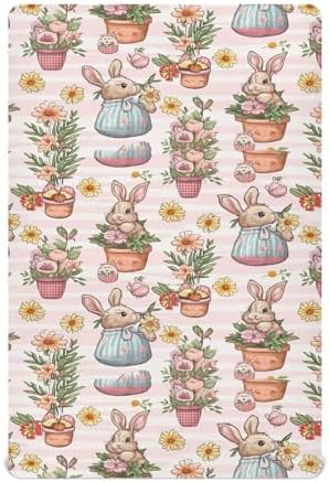 Wassud Bunny and Basket Crib Sheets Pack 27x39 Inch
