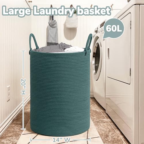 INDRESSME 197 x 138 Inch Woven Laundry Basket Hamper Green
