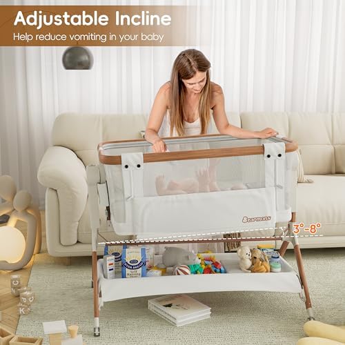 Starmons Bassinet Bedside Sleeper with Rocking Motion