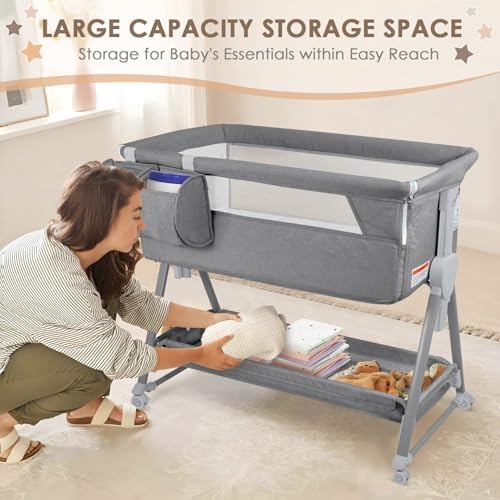 BIERUM Baby Bassinet with Wheels and Mattress Included