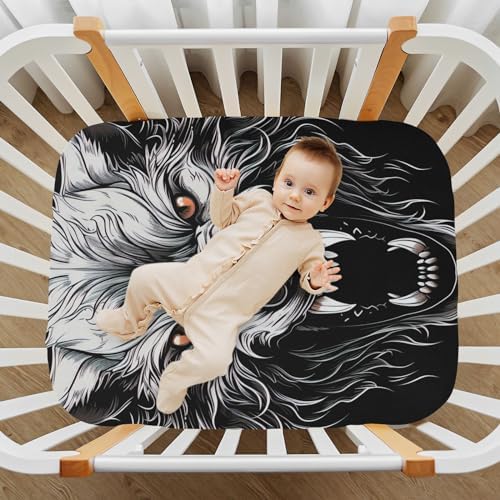 Wassud Wolf Head Crib Sheets for Boys Girls