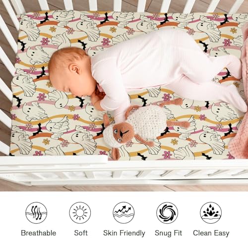 KASTLEE Halloween Ghosts Boho Floral Crib Sheet