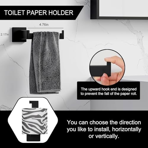 5-Piece Matte Black Bathroom Hardware Set