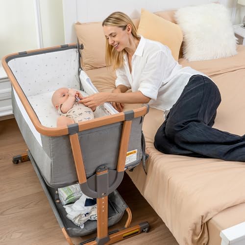 Papablic 4 in 1 Baby Bassinet with Storage Basket and Soft Mattress