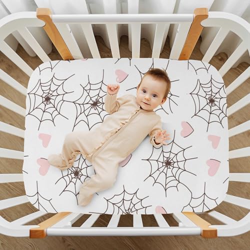 Wassud Spider Crib Sheets Breathable Pack and Play Sheets