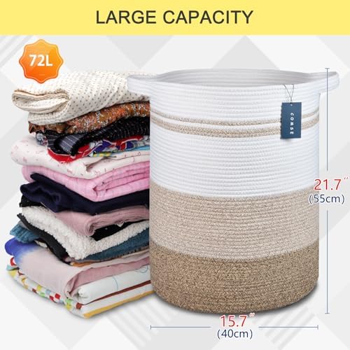 COMSE Extra Large Cotton Rope Woven Laundry Basket