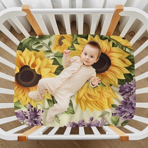 Wassud Sunflowers Crib Sheets for Boys Girls 1