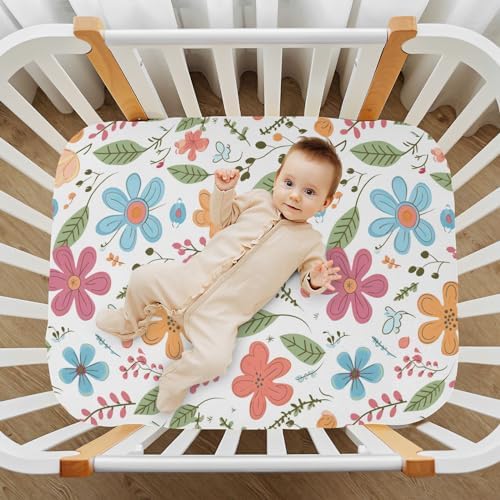 Wassud Cute Cartoon Flowers Crib Sheets Pack