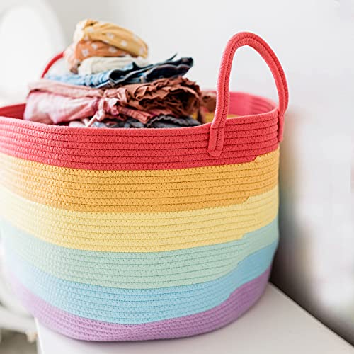 OrganiHaus Woven Blanket Basket 20x13 Rainbow