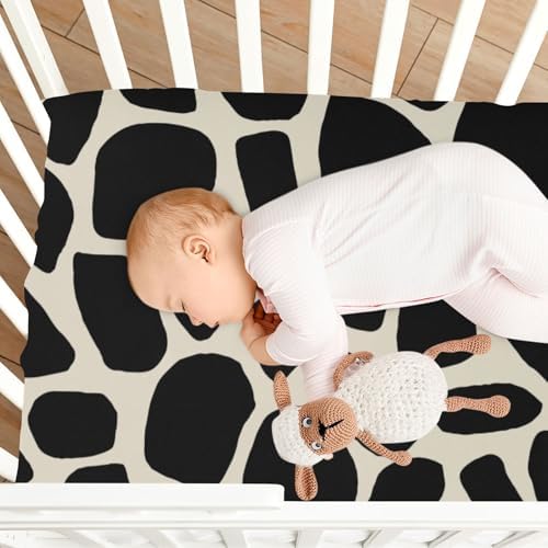 KICPOAY Fitted Crib Sheets Black Giraffe Stretchy Playard Sheets for Baby Toddler