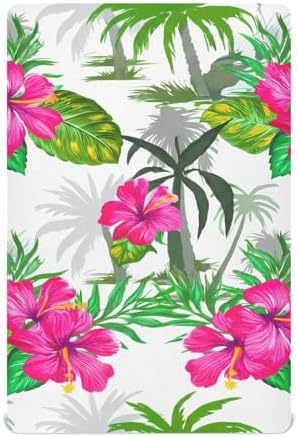 Jihqo Hibiscus Crib Sheets 52 x 28 Inch Soft Breathable