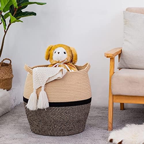 KAKAMAY Cotton Woven Storage Basket 17x17x17 Black