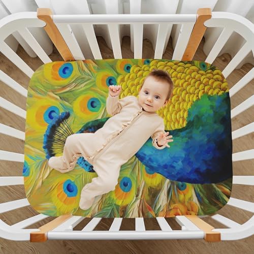 Jihqo Peacock Crib Sheets Pack N Play 39 x 27