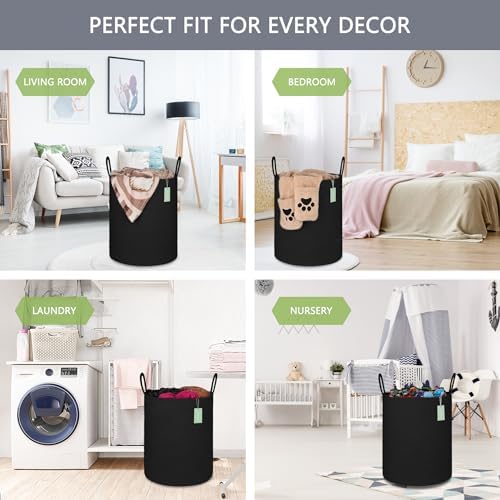 BOSROTY Large Cotton Rope Laundry Hamper 65L Black 1