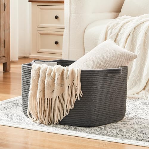OIASKET Rectangle Woven Basket for Blankets and Toys