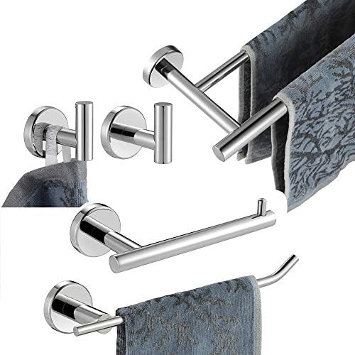 JQK 5-Piece Polished Chrome Bathroom Hardware Towel Bar Set