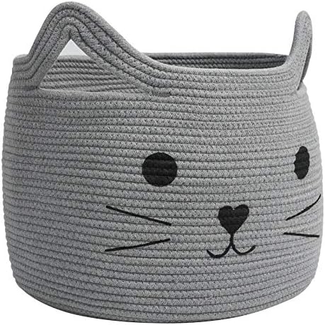 HiChen Large Woven Cotton Rope Storage Basket for Baby and Pets