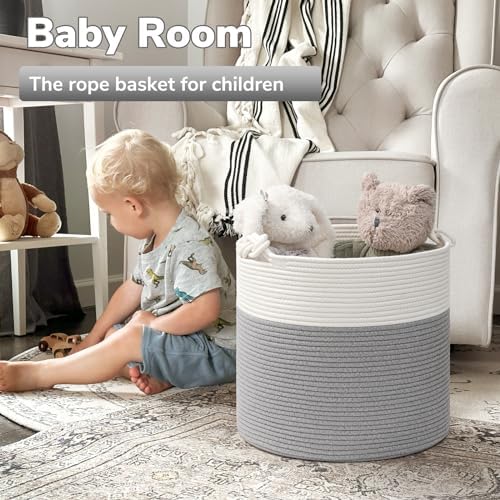 Goodpick Cotton Rope Storage Basket for Baby Grey