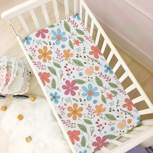 Wassud Cute Cartoon Flowers Crib Sheets Pack