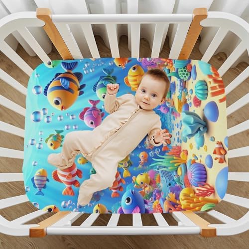 Jihqo Colorful Sea Fishes Crib Sheets 52x28