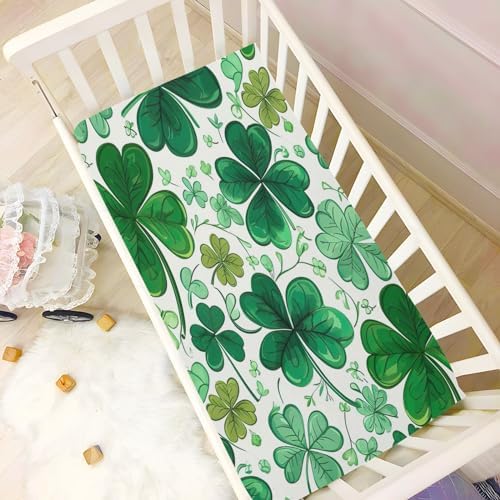 Wassud Four-Leaf Clover Crib Sheets Set
